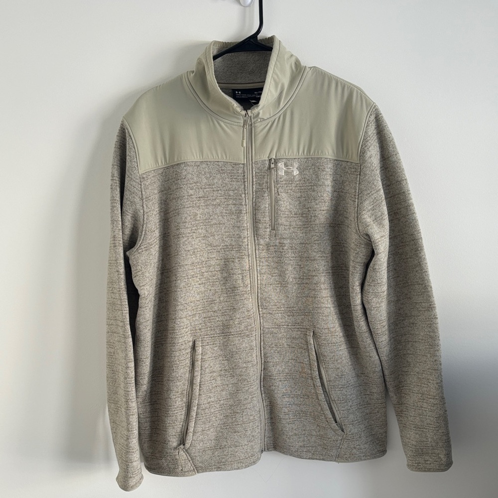 Under Armour Men's Gray and Tan Zip-Up Sweater